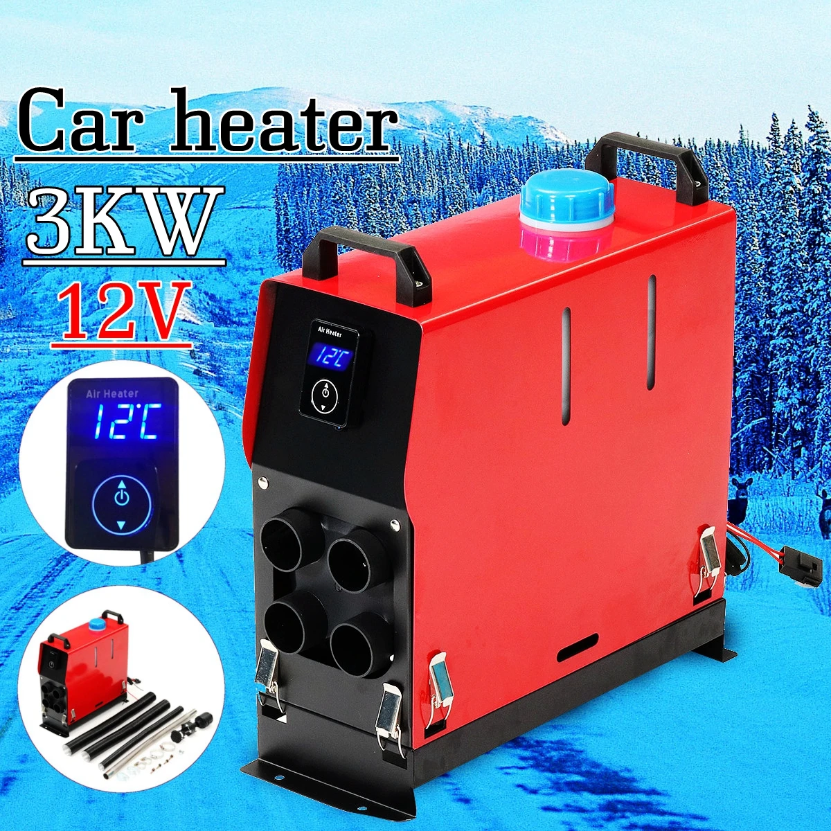 

Multifunction 12V 3000W Air Parking Heater All in One Host Machine with Touchs Switch Tank Pipe for Camping Home SUV Truck Boat