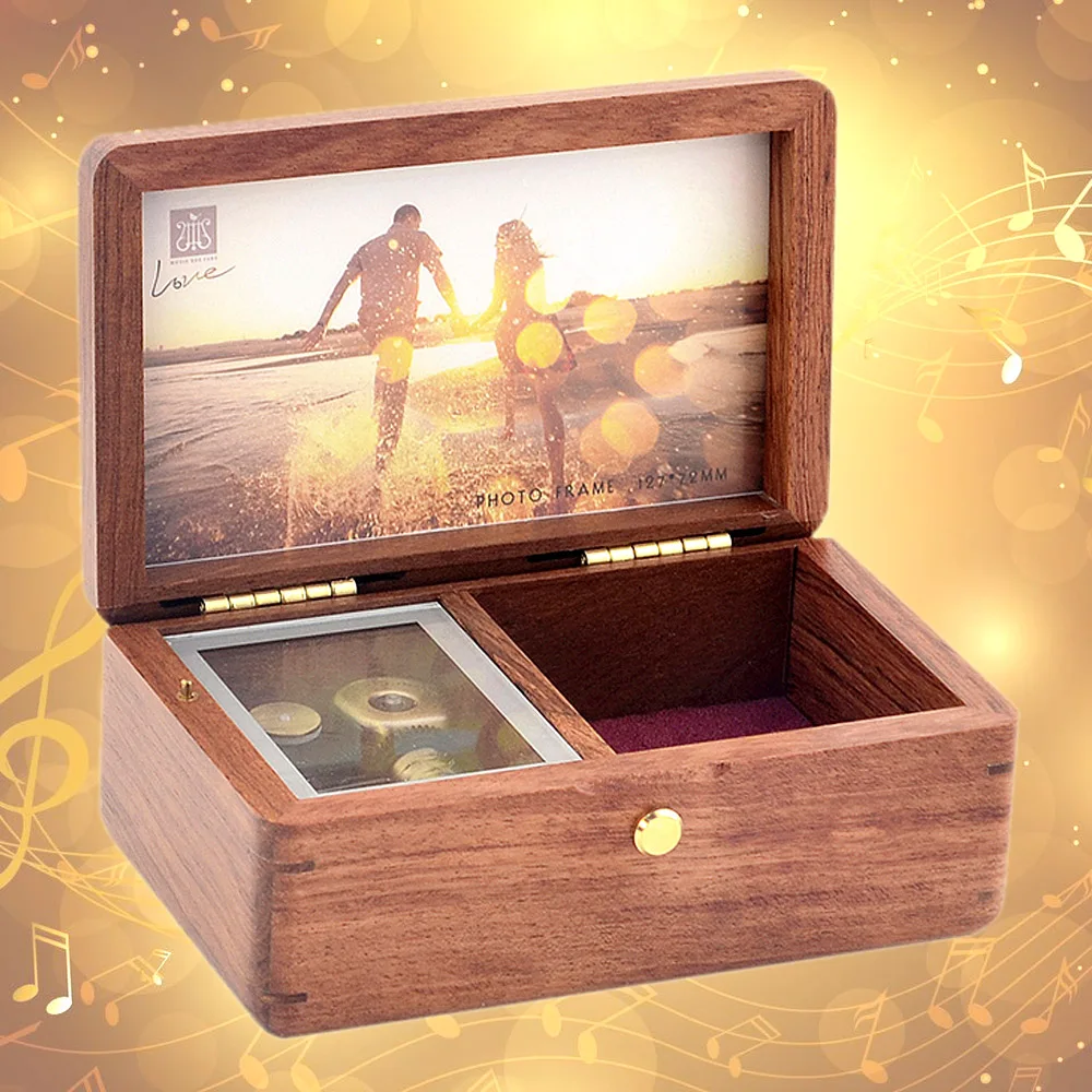 

ROSIKING Hand Cranked Wood music box,jewelry box,photo customize gift,music box mechanism,Valentine's Day Gifts for women girls
