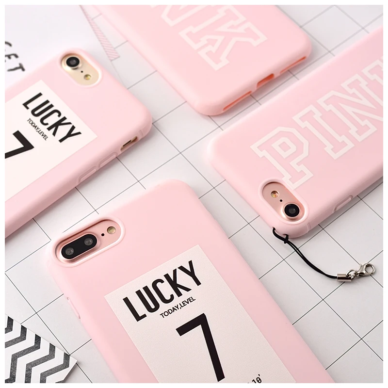 

For iPhone 7 Cases Candy Pink Color Lucky Today Soft TPU Rubber Silicon Case Cover for 7 Plus Back Cover Lovely