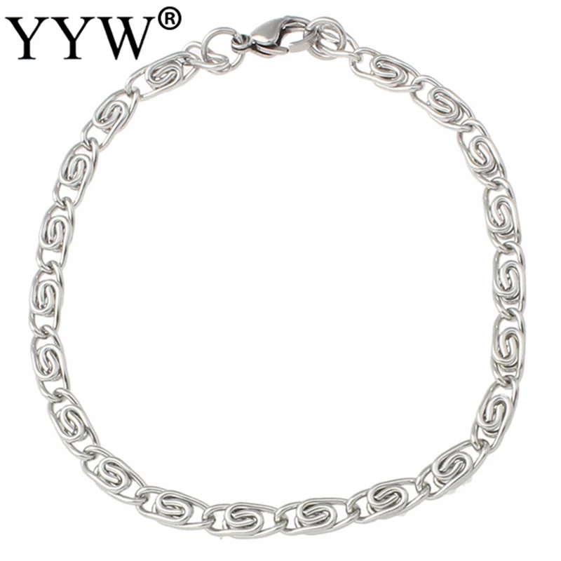

Women Men Gift Jewelry Stainless Steel Bracelet Gothic Punk Women Healing Curb chain Silver Jewelry Bracelets