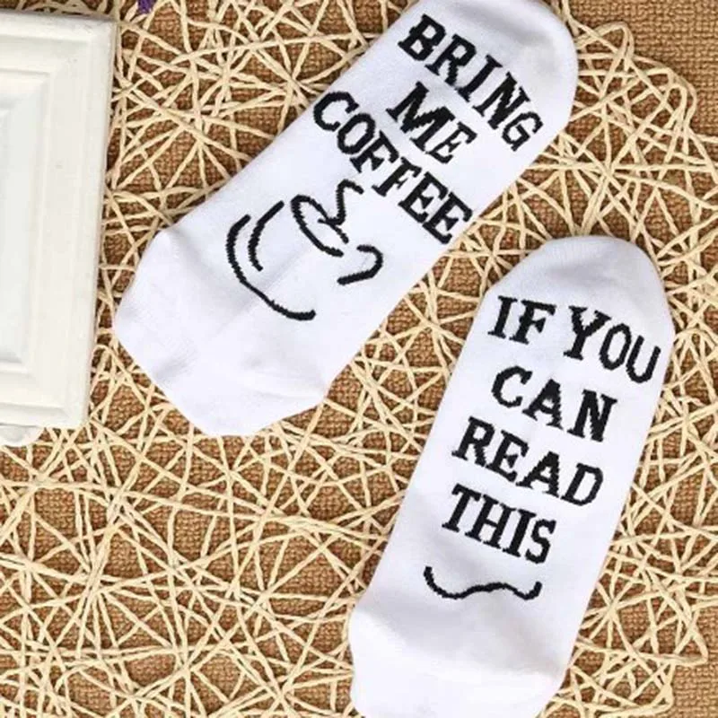 [WPLOIKJD] «Если вы можете прочесть это, дайте мне чай» Shhh!» Calcetines Lovers Socks унисекс забавные носки с принтом слов - Цвет: 7