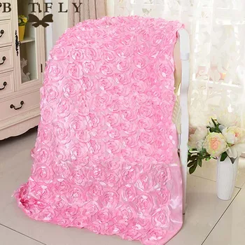 

145cm*5Yard Satin fabric 3D Rose Flowers Aisle Runner Marriage Decor Carpet Curtain For Wedding party Backdrop Decorations event