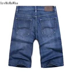 AreMoMuWha 2018 новые летние джинсовые Шорты Для мужчин; до середины икры Длина брюки с низкой умягчитель легкие прямые брюки-багги Повседневное