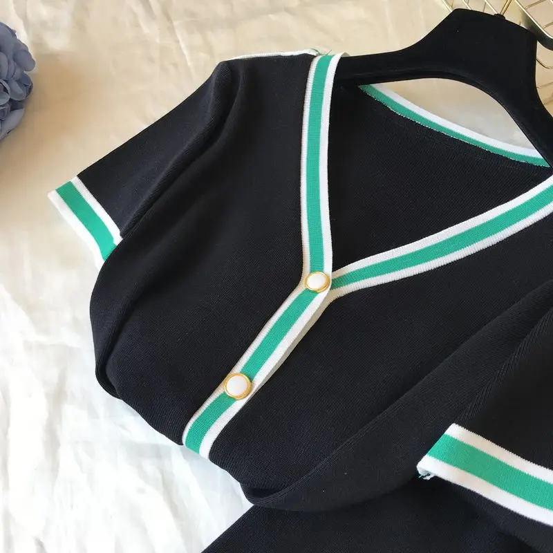 ALPHALMODA женский новый вязаный кардиган + брюки 2 шт офисный костюм с v образным