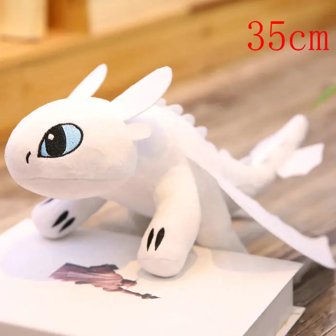white 35cm 25 см/35 см, Как приручить дракона 3, ночник, светильник Fury, плюшевая игрушка, мягкая кукла, игрушки, подарок для детей, аниме, плюш - Цвет: white 35cm