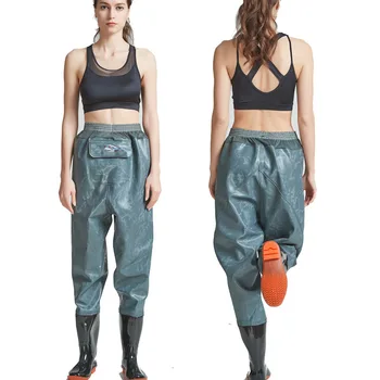 Fishing Expert Waders Waterproof Wading PVC Boots One-piece Waist Pants River Rainforest Farm Garden Car Wash Shallow Water Sea 
