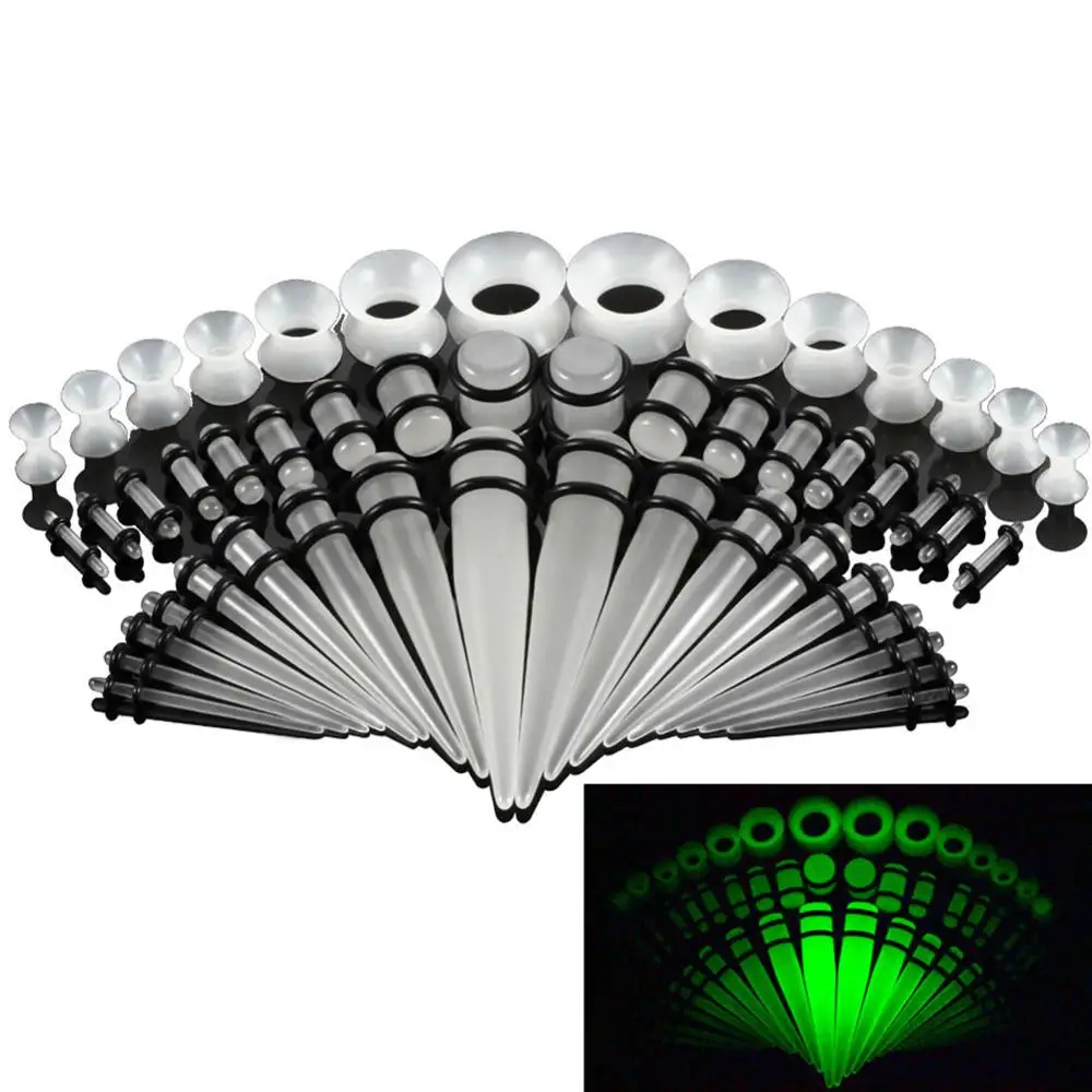 50Pcs acrylictaper Tunnel Plug Expander Stretching Piercing Kit Sets Ear Gauge