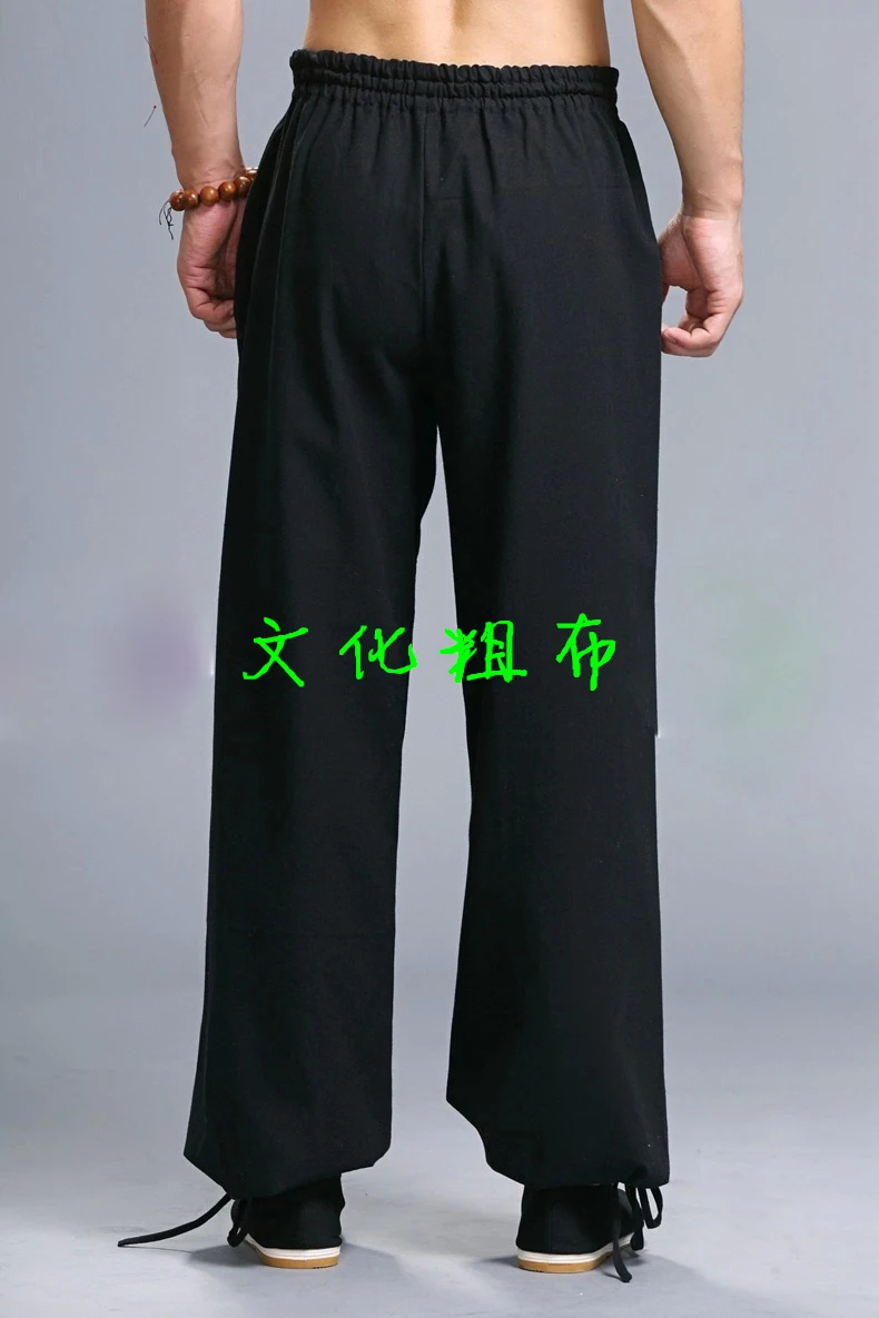 100% cotton tai chi wushu trousers zen yoga pants martial arts training pants kung fu taijiquan bloomers black