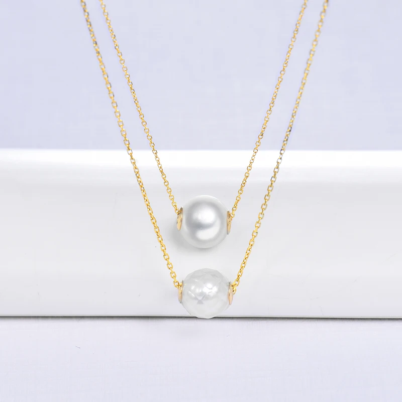 Ожерелье с жемчужной подвеской в виде морской воды|chain necklace pendant|chain pendantreal 18k gold |
