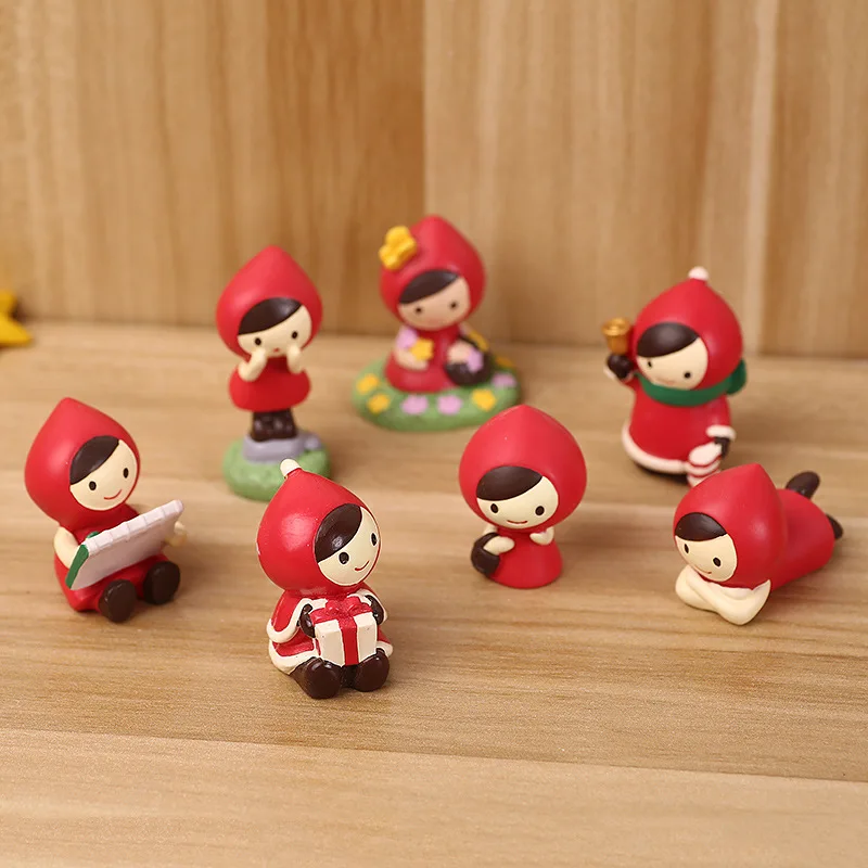 1PSC/милый маленький red hat смолы детская комната настольных мини Red Riding Hood