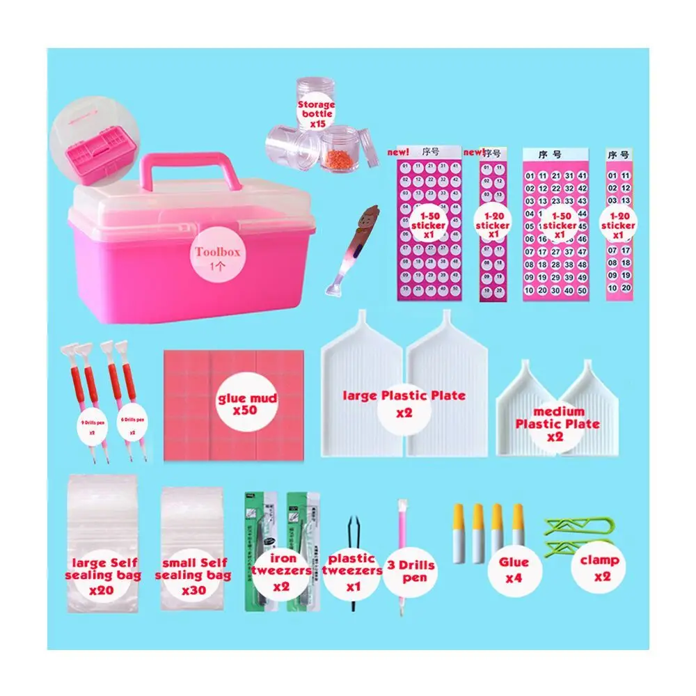 

140pcs/set 5D DIY Diamond Painting Tools Full Diamond Embroidery Accessories Kits Rhinestones Boxes Cross Stitch Cases