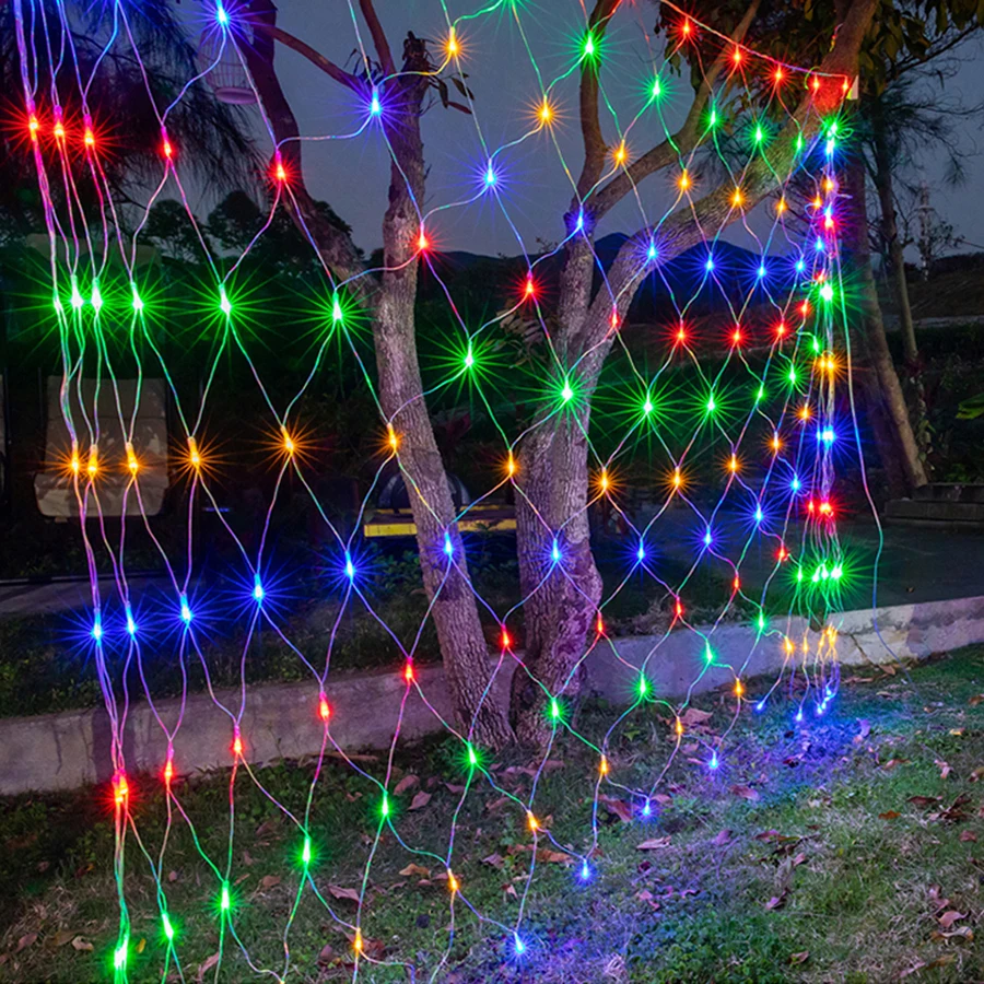 1,5x1,5 м, 3x2 м, 6x4 м, светодиодный сетчатый светильник, уличный водонепроницаемый светильник для сада, Рождества, свадьбы, вечеринки, оконный занавес, сетчатый светильник, s гирлянда - Испускаемый цвет: changeable