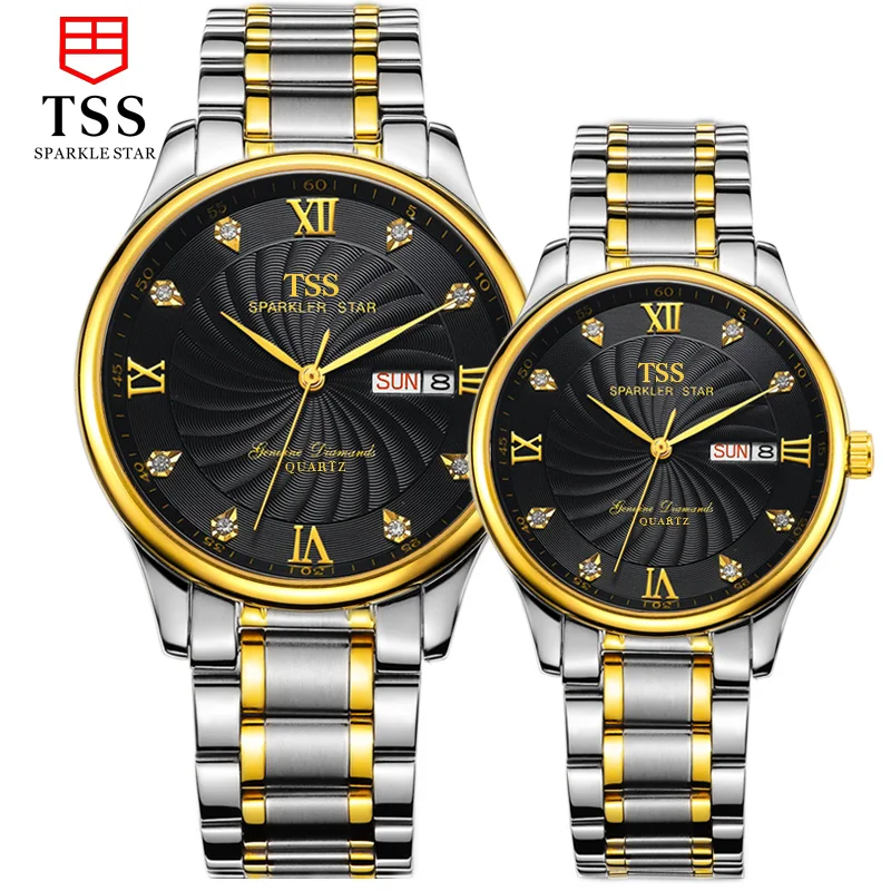 

TSS master collection diamond couple pair stainless steel band couple male watch quartz watch fashion fashion couple watches