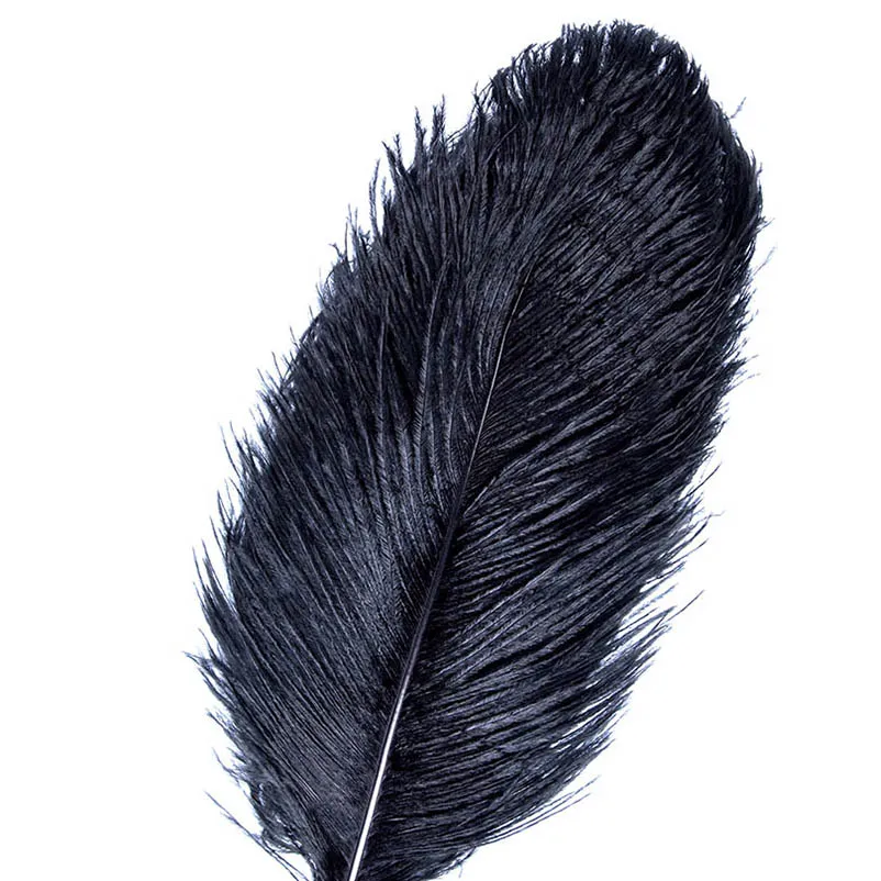 5 шт./лот натуральный белый страусиные перья для поделок 20-26 см карнавальные костюмы вечерние украшения для дома и свадьбы Шлейфы - Цвет: Черный