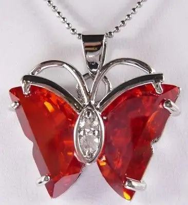 

FREE SHIPPINGJewelry red crystal butterfly pendant necklace