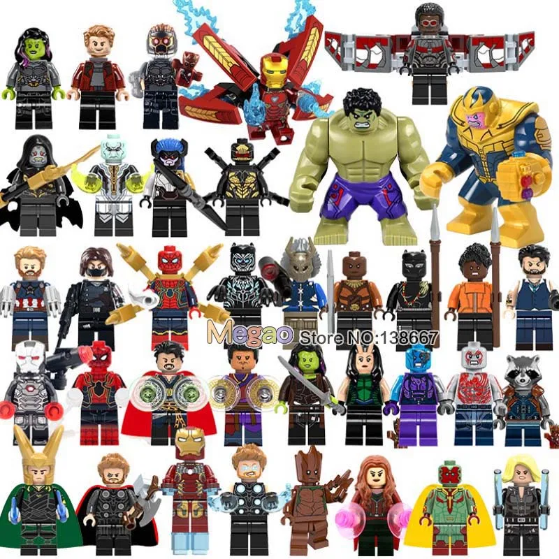 

1PC Of Doctor Strange Captain America Outrider Corvus Glaiva Spider Man Thans Wong Thor Loki Avengers Super Hero Bricks Kid Toys