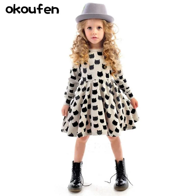 

Small and medium sized cotton comfortable black cat pattern printed elastic tight fitting dress