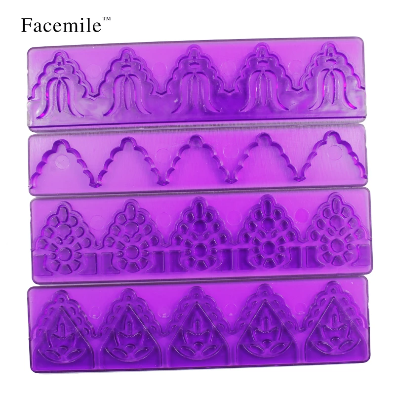 4PCS/set Fondant Decorative Floral Patterned Icing Edging Border Baking