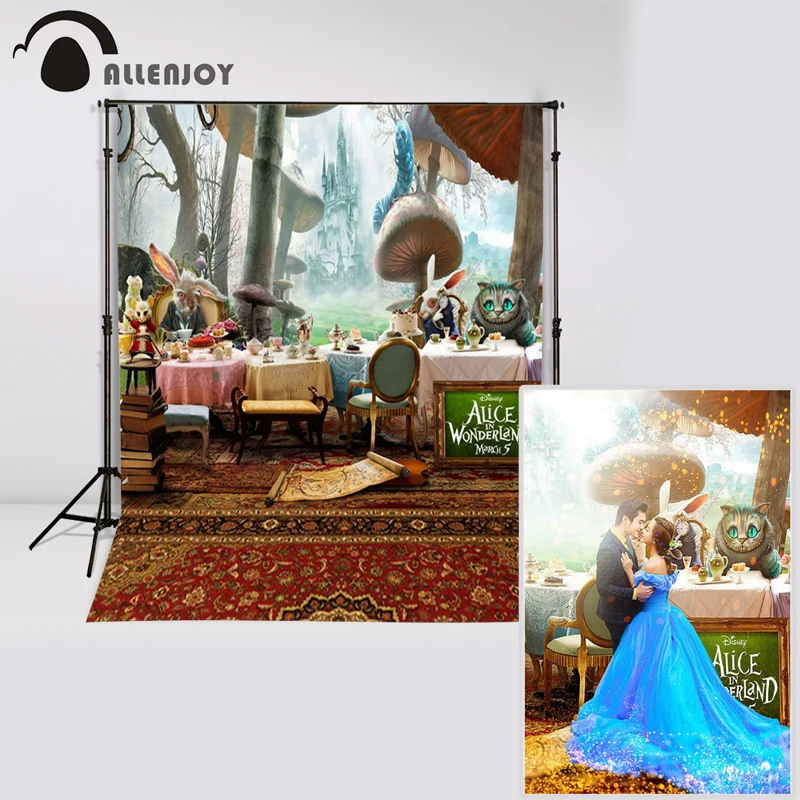 Prix pour Allenjoy 5ftx7ft Alice au Pays Des Merveilles Photographie Toile de Fond de bande dessinée chat tapis champignons fond pour photo studio Personnalisé taille Prix pour Allenjoy 5ftx7ft Alice au Pays Des Merveilles Photographie Toile de Fond de bande dessinée chat tapis champignons fond pour photo studio Personnalisé taille