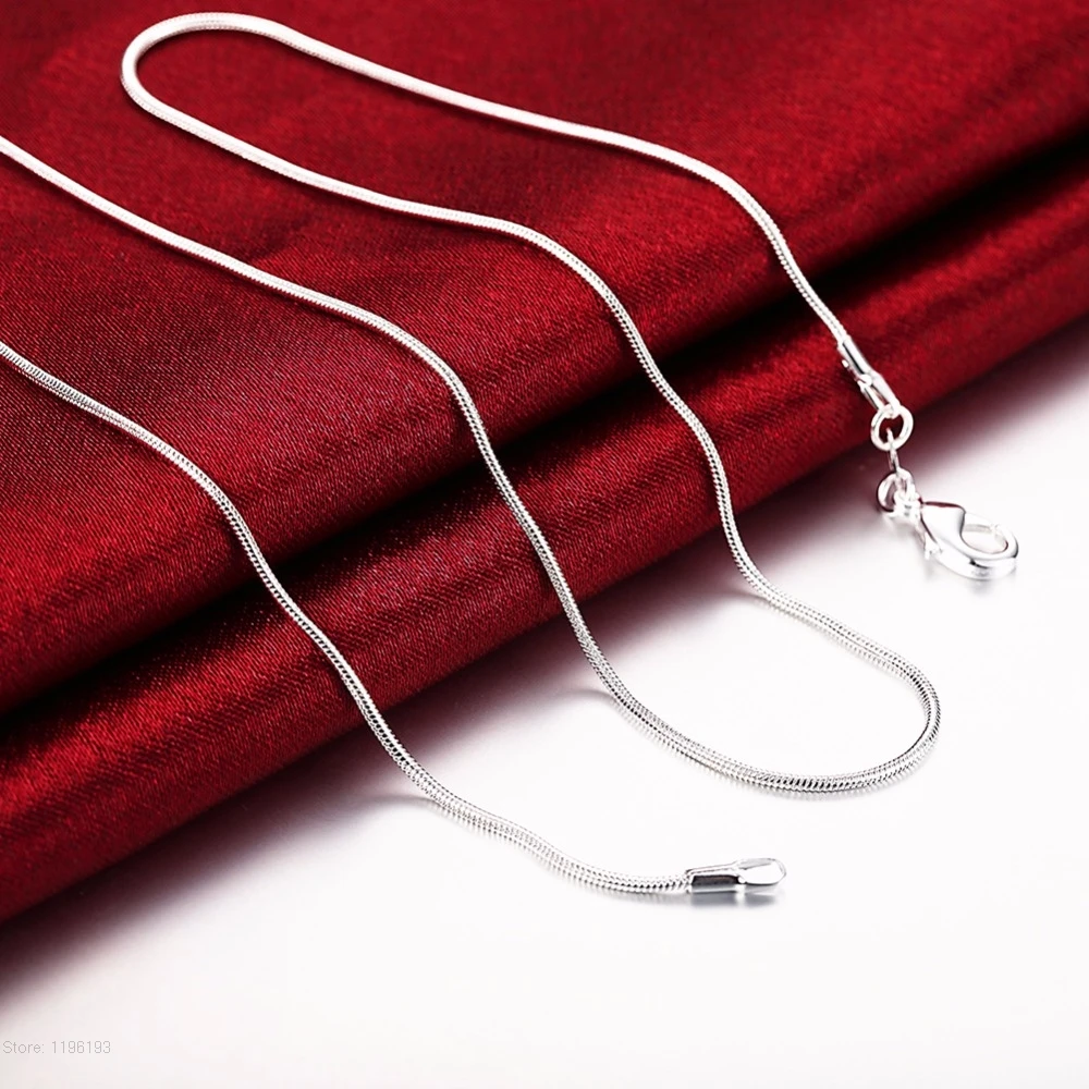 Женское Ожерелье из стерлингового серебра 925 пробы, модное ювелирное изделие из серебра, цепочка в виде змеи 1 мм, ожерелье 16, 18, 20, 22, 24 дюйма