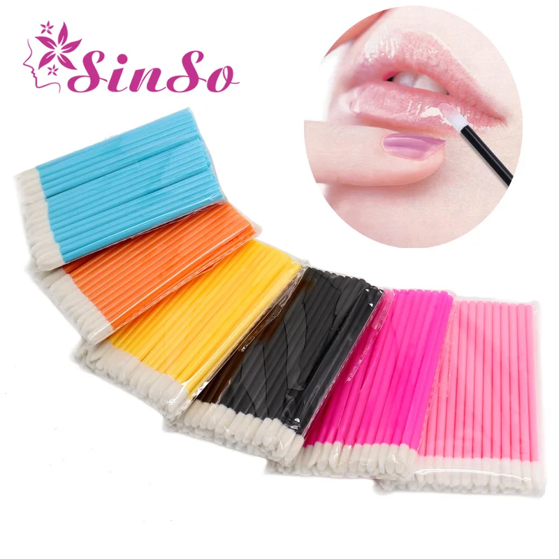 SinSo 50pcs Lip Brush Makeup Brushes Tools Set Mascara Wands Pen Cleaner Cleaning Eyelash Disposable Makeup Brush Applicators