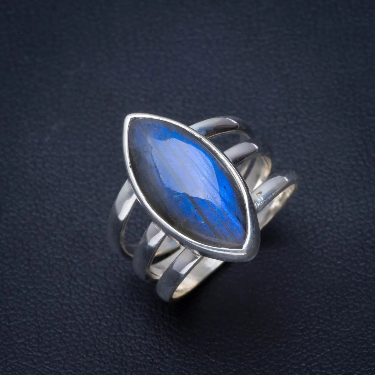

Natural Blue Fire Labradorite Handmade Unique 925 Sterling Silver Ring 6.5 B1383