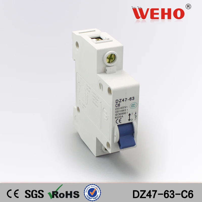 

DZ47-63-C6 China Cheap Products DZ47-63 C45 MCB 6A 1P Miniature Circuit Breaker