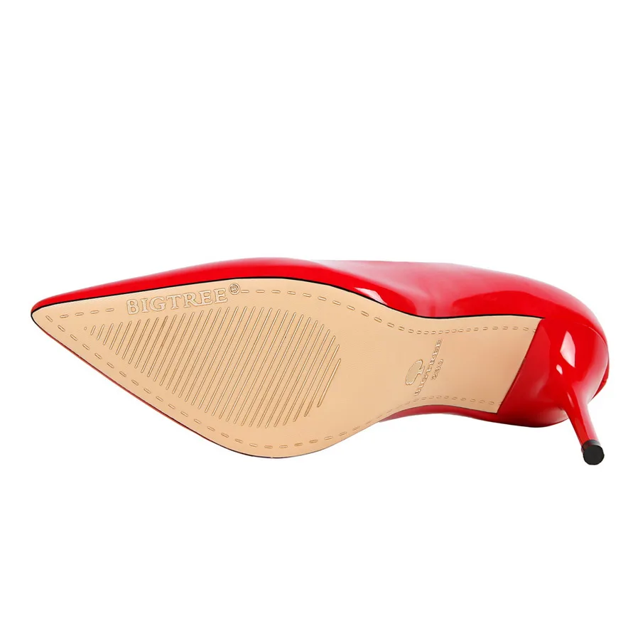 BIGTREE high heels Women Shoes 2019 office Lady pumps fashion pointed toe patent leather heels 9CM Summer ladies shoe yellow