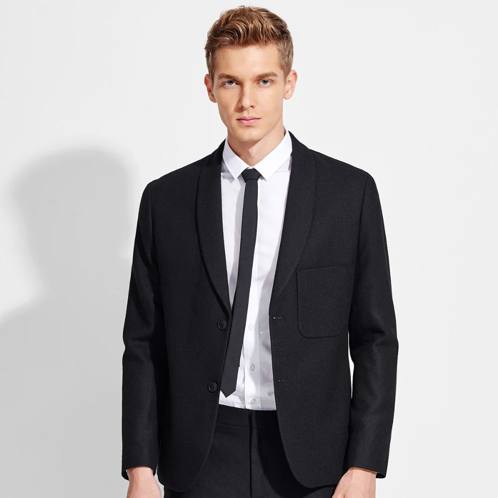 

Men Blazer Slim Fit Black Casual 39% Wool Fashion New Arrivals Spring Autumn Business Gentleman Stage Wear Suit Jacket 2XL