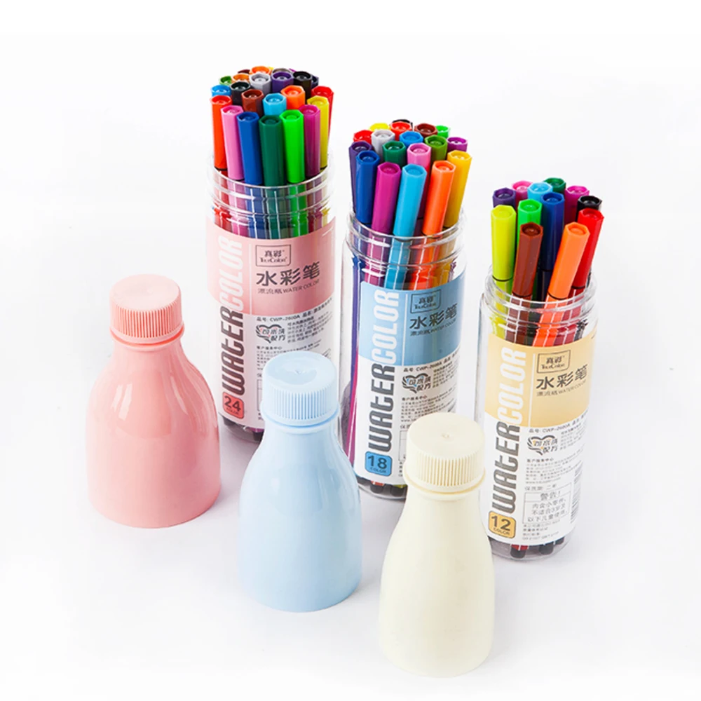 36 Colors Lot Washable Water Color Pen Brush Sketch Marker Highlighter