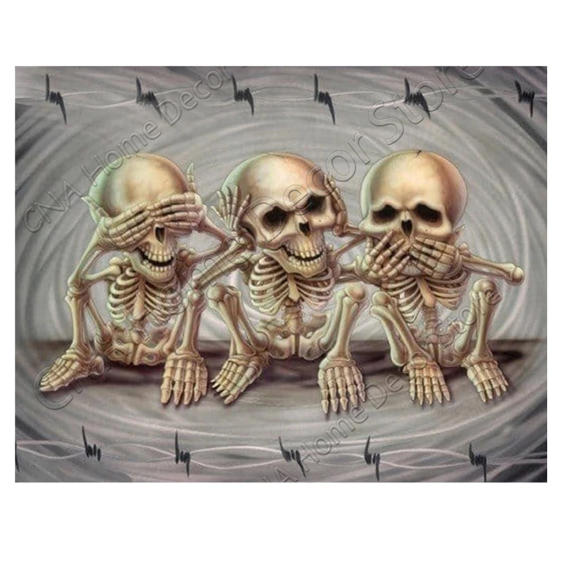 

RM0062 Skeleton Art 5D Diy Diamond Painting Skull Flower Full Diamond Embroidery Cross Stitch Rhinestone Mosaic Home Decor