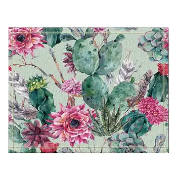 

Carpet Kitchen Mats For Floor Mat Green Plants Cactus Flower Bath Rugs Non-Slip Floor Entryways Outdoor Indoor Door Mat