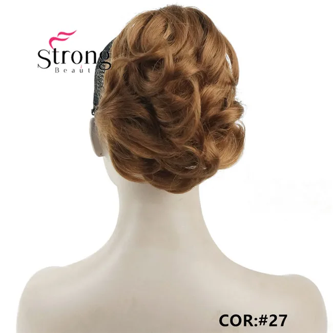 StrongBeauty короткий кудрявый зажим в Коготь Конский хвост наращивание волос синтетические волосы кусок 80 г с челюстью/коготь клип - Цвет: #27