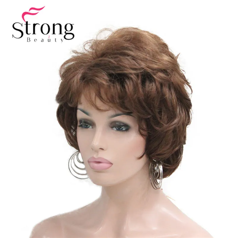 L-427B #30fashion medium auburn short curly synthetic women's wigs full wig for everyday (5)