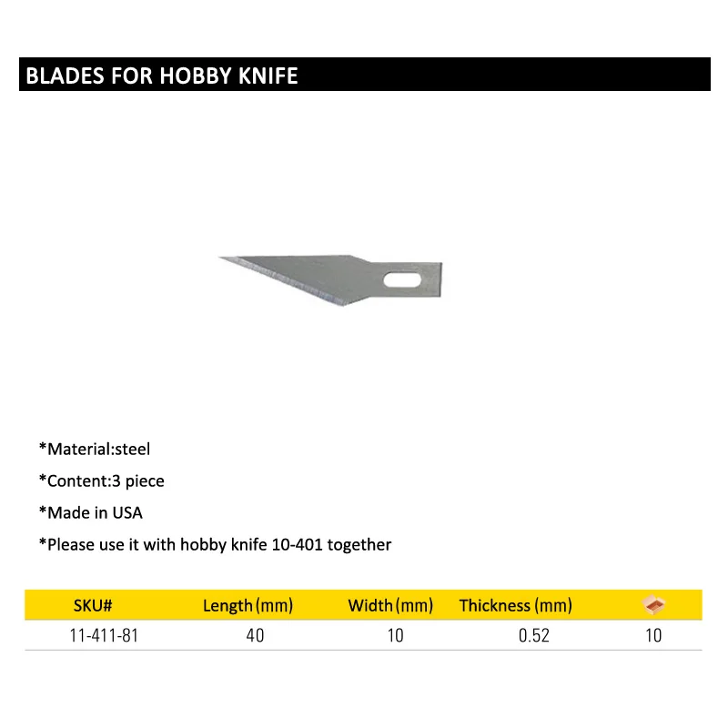 11-411 hobby knife blades size