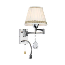 

JUSHENG Bedside Crystal Wall lamp Bedroom Living Room Modern Decorative Stair Wall light With Flexible LED Reading Light