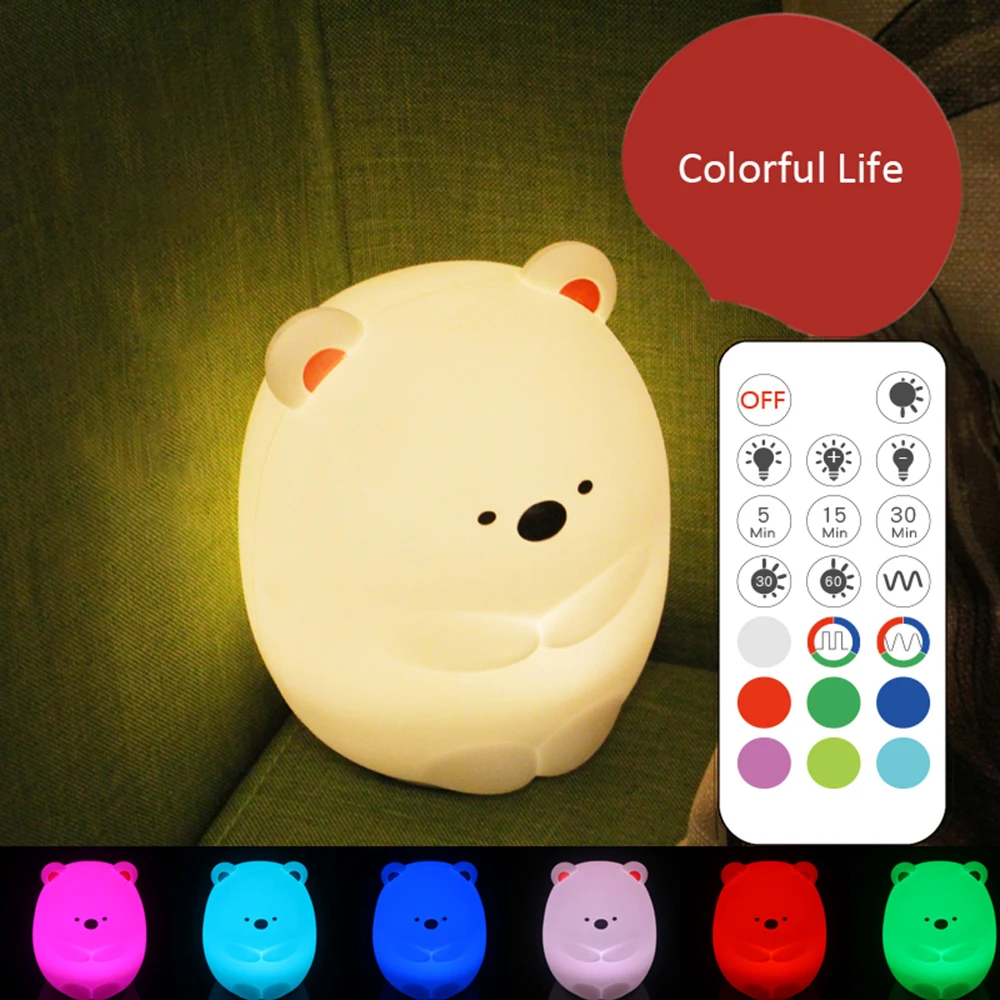 

Silicone Touch Sensor LED Night Light For Children Baby Kids USB LED Night Lamp Rechargeable Discoloration
