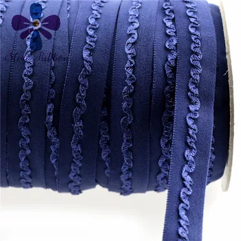 

NEW 5/8"16mm(1.5cm) Ruffle Line Softy Elastic Fold Over 50y/lot Best bar underwear belt Band handmade Accessory Sewing, Navy