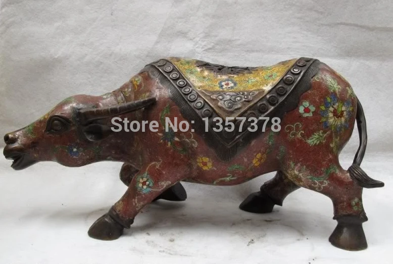 

shitou 00276 China Classic Bronze Copper cloisonne Rolay Palace carabao buffalo Cattle Statue discount 30% (C0324)