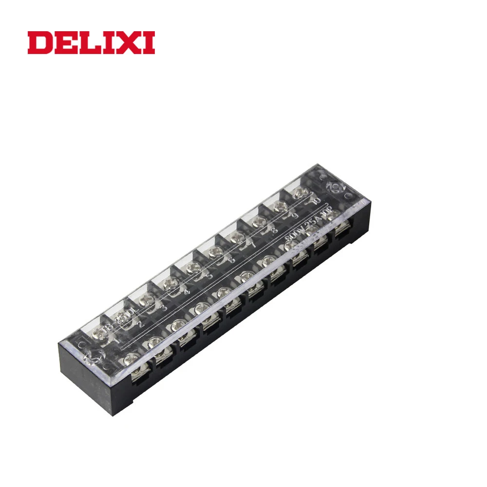 

DELIXI 1pc 600V 25A 3/4/5/6/10/12 position Dual Row Wire Connector Terminal Barrier stip blocks
