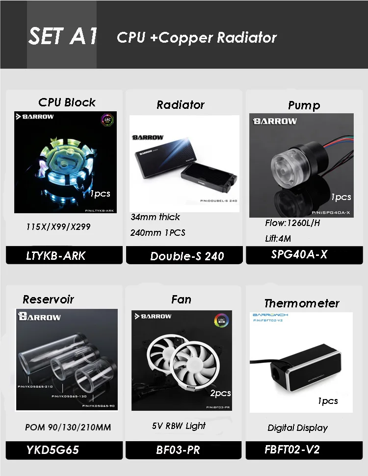 Barrow Bastabcd1 Pc Watercooling Program Kit Easy Assemble With Fan