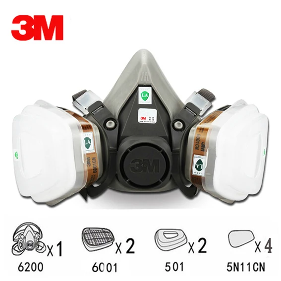 comprar 9 em 1 Terno 3 m Meia Face Máscara de Gás Respirador Pintura de Pulverização Máscara de gás Máscara de Pó 6200 N95 PM2.5