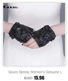 Gours женские перчатки из натуральной кожи, черные модные перчатки из козьей кожи на половину пальцев, осенне-зимние перчатки без пальцев, Новое поступление GSL029