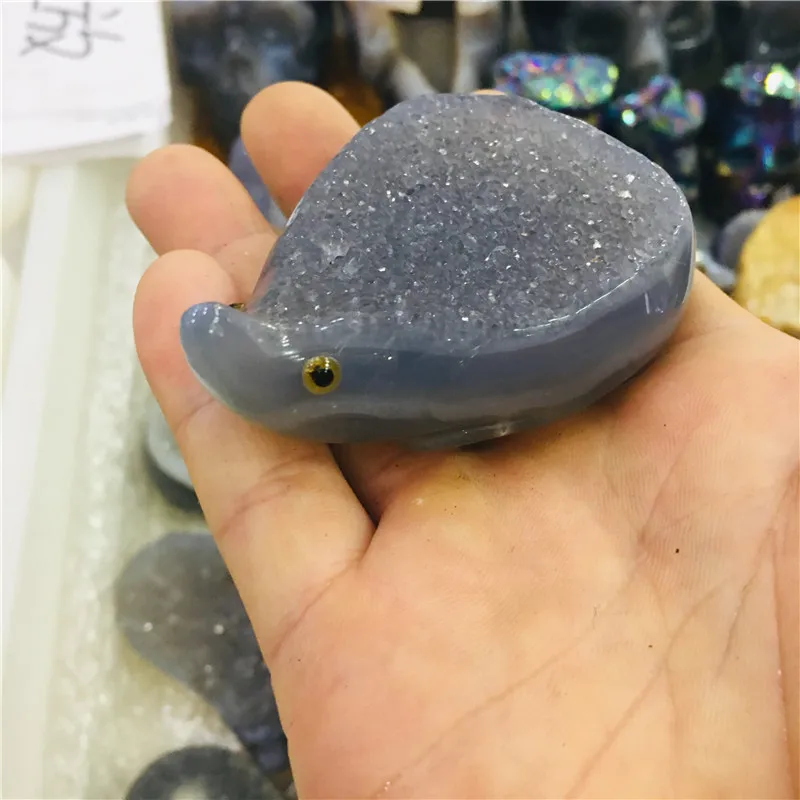 

1pcs Natural Agate moon CRYSTAL Crescent Half hedgehog agate geode Carved CRYSTAL Sculpture stones Reiki GIFT