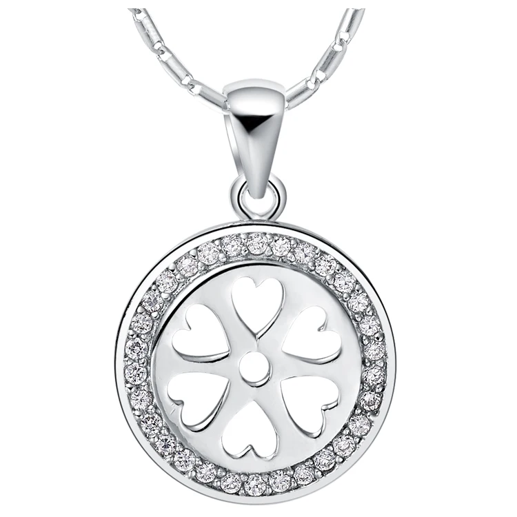 Nice White Plated Necklace With Shine Crystal And Hollow Heart Shape Design Pendant For Women Gift | Украшения и аксессуары