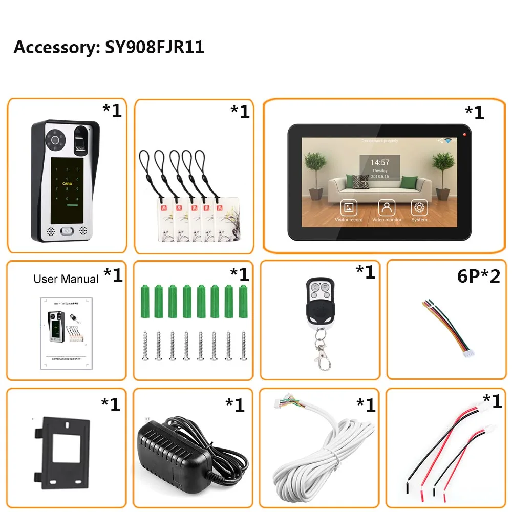 9 дюймов Пароль RFID Wi-Fi видео-дверной звонок Домофон Системы с IR-CUT HD 1000TVL проводной Камера пульты дистанционного управления