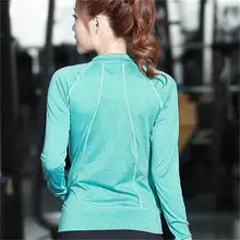 Новое модное корейское спортивное пальто на молнии для похудения с длинными рукавами, Быстросохнущий Топ, Йога Бег Фитнес-футболка