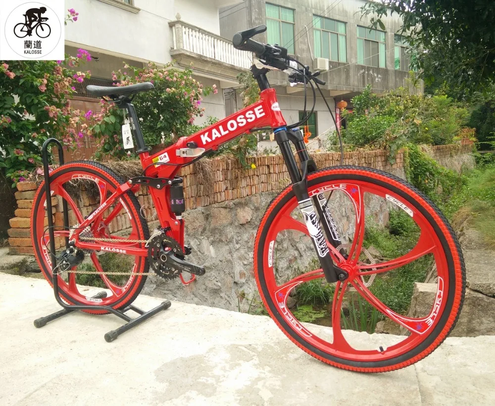 Discount Kalosse Full suspension bikes   tyre dirt bike  30 speed  folding  mountain bike bicycle , 26*17inch, 1