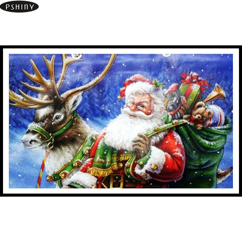 

Pshiny 5d DIY diamond painting cross stitch Full Square rhinestone diamond embroidery mosaic Christmas Santa Claus painting F264