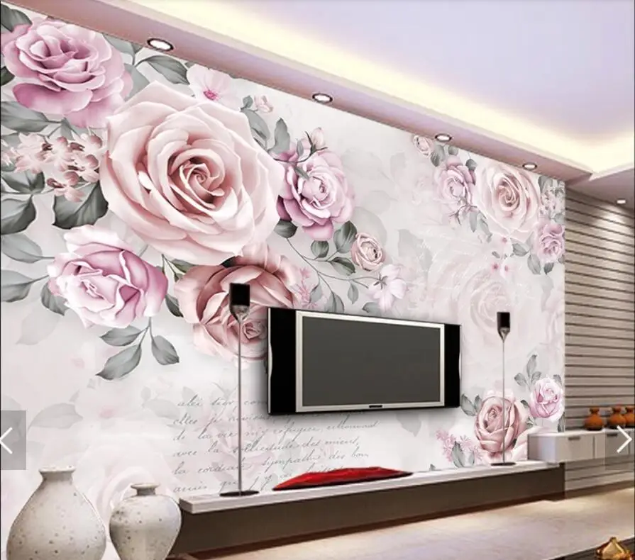 Modern Rose Flower Wallpaper Mural 3D Photo Wallpapers for Living Room Home Wall Decor Canvas Paper Rolls Customize | Обустройство